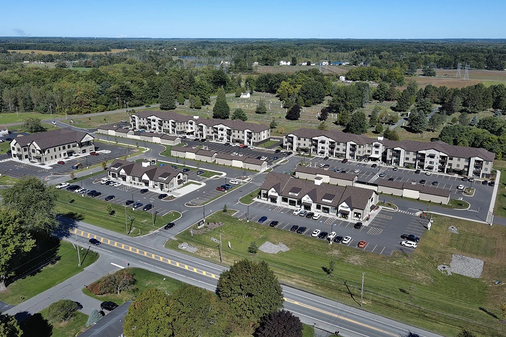 Clay Marketplace featuring David's Landing Apartments Aerial Shot